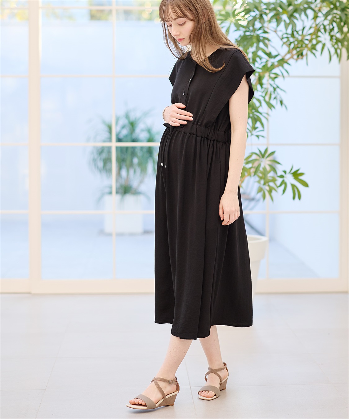 Rosemadame 【接触冷感】リネンライク ショルダータックワンピース（マタニティ/授乳服）授乳楽々 妊婦服 産前・産後対応_sub_8