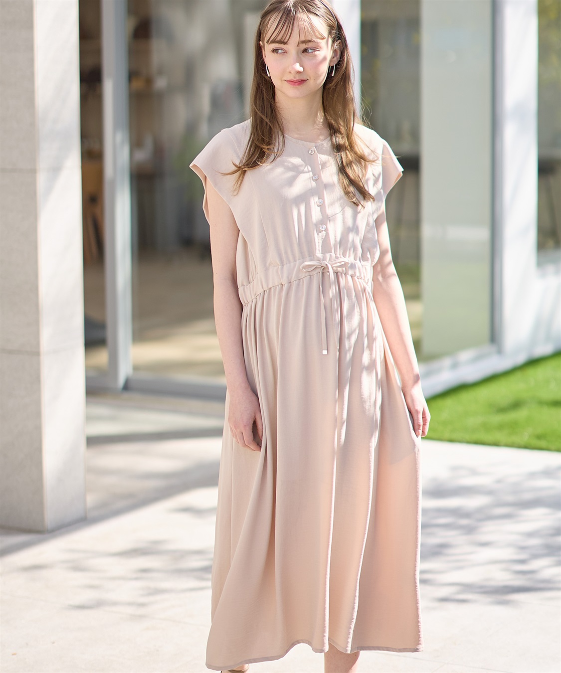 Rosemadame 【接触冷感】リネンライク ショルダータックワンピース（マタニティ/授乳服）授乳楽々 妊婦服 産前・産後対応_sub_13