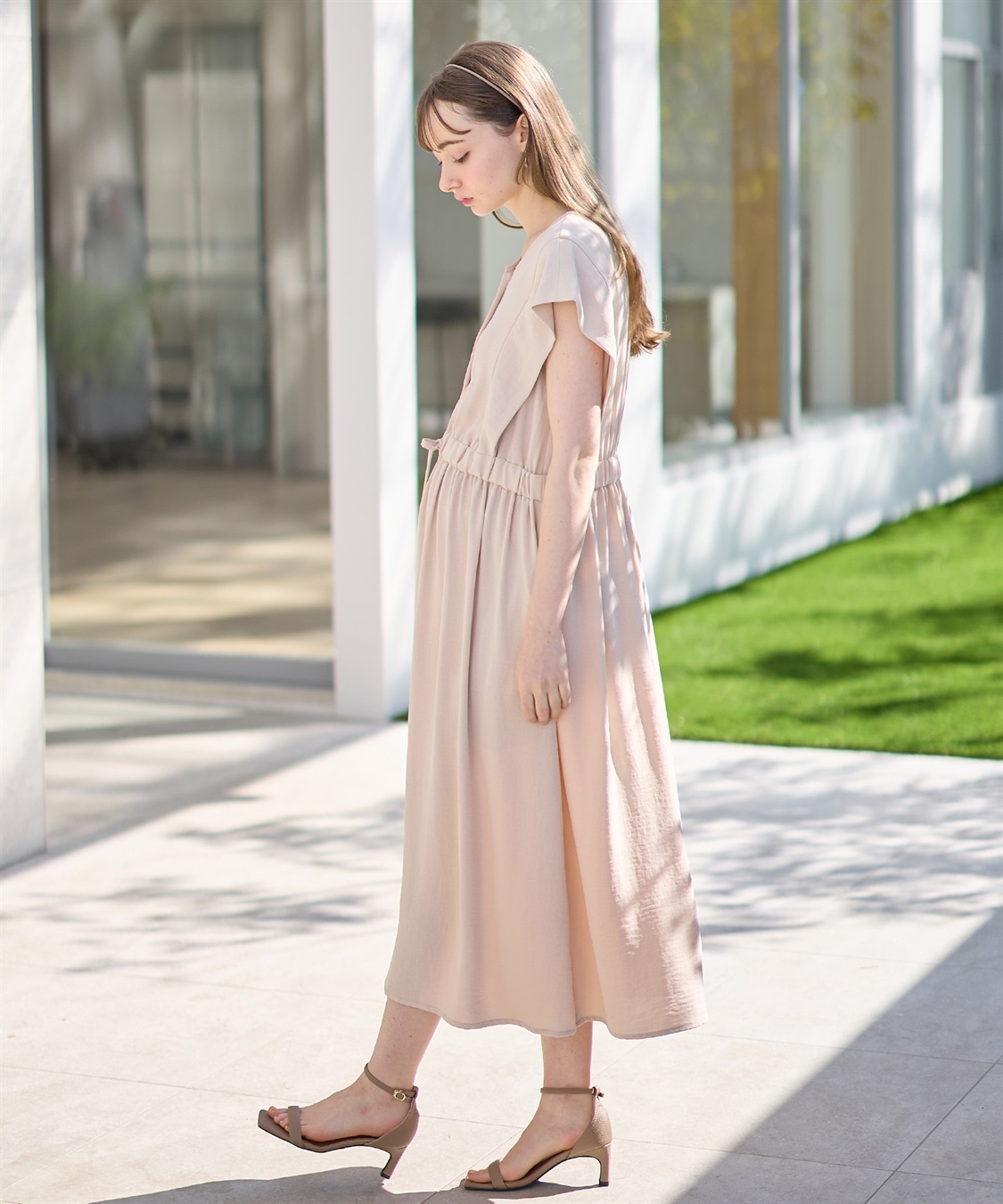 Rosemadame 【接触冷感】リネンライク ショルダータックワンピース（マタニティ/授乳服）授乳楽々 妊婦服 産前・産後対応_sub_16