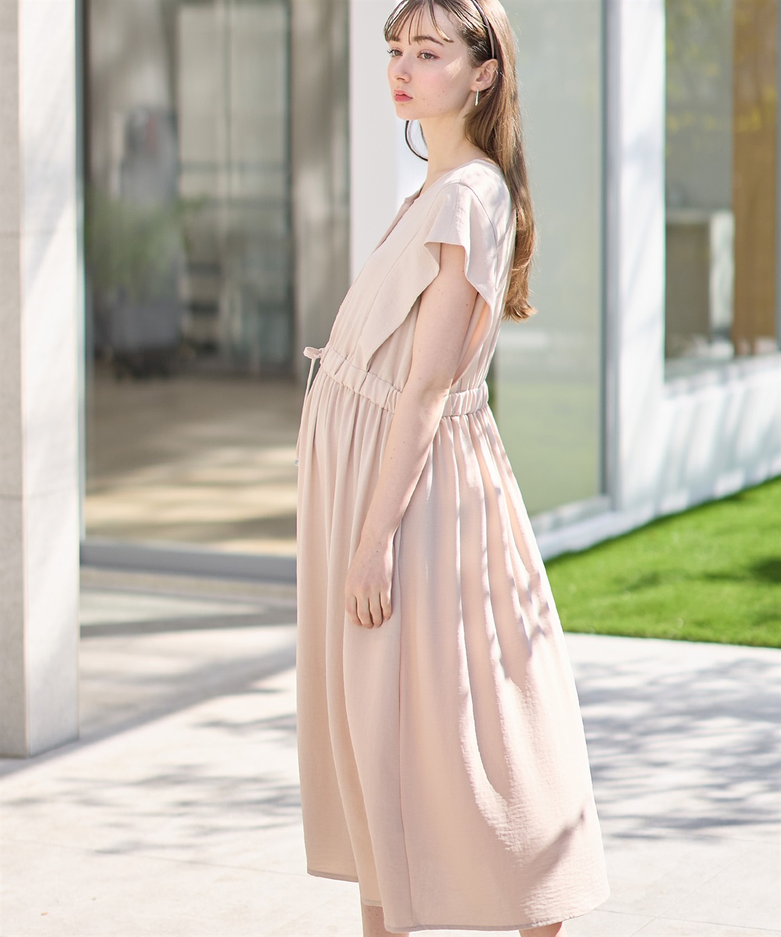 Rosemadame 【接触冷感】リネンライク ショルダータックワンピース（マタニティ/授乳服）授乳楽々 妊婦服 産前・産後対応_sub_17