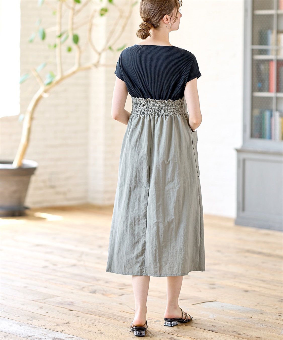 Rosemadame リングドットボタン半袖ビスチェドッキングワンピース_sub_9