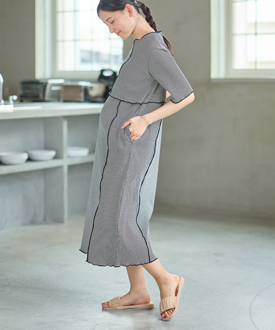 Rosemadame テレコメロウ ボーダーカットソーワンピース_sub_8