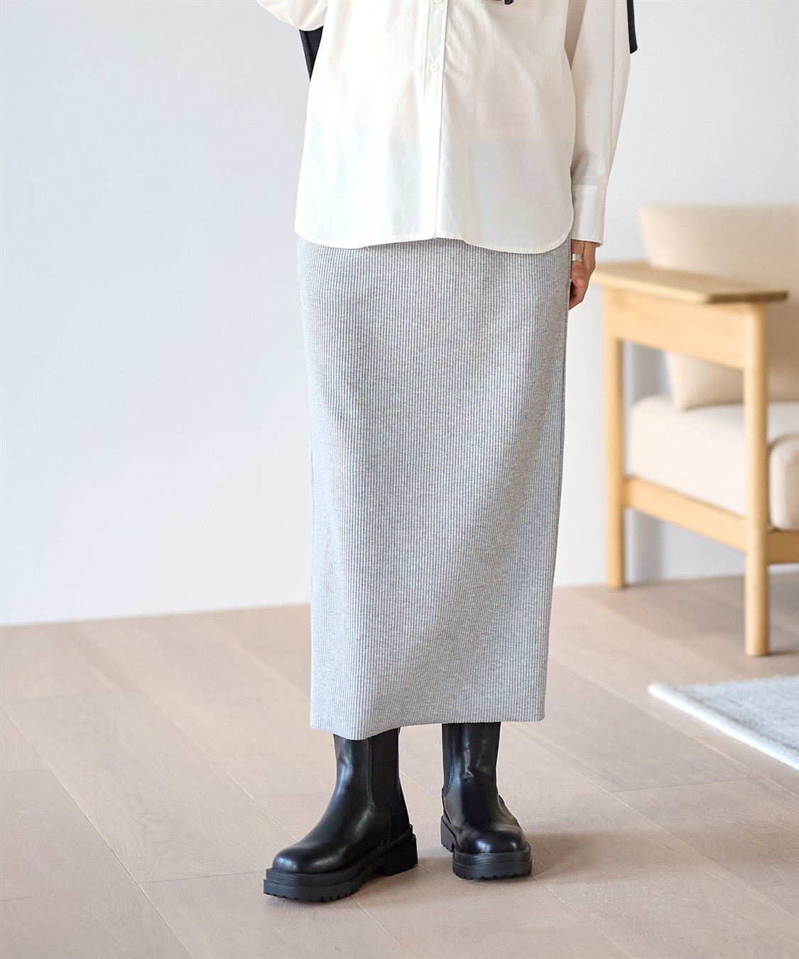 Rosemadame セルフカット リブナロースカート ロング（マタニティ~産後）妊婦服 産前・産後対応_sub_2