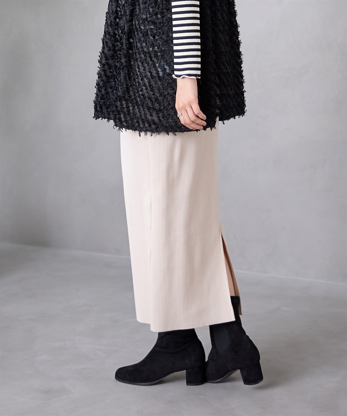 Rosemadame セルフカット リブナロースカート ロング（マタニティ~産後）妊婦服 産前・産後対応_sub_10