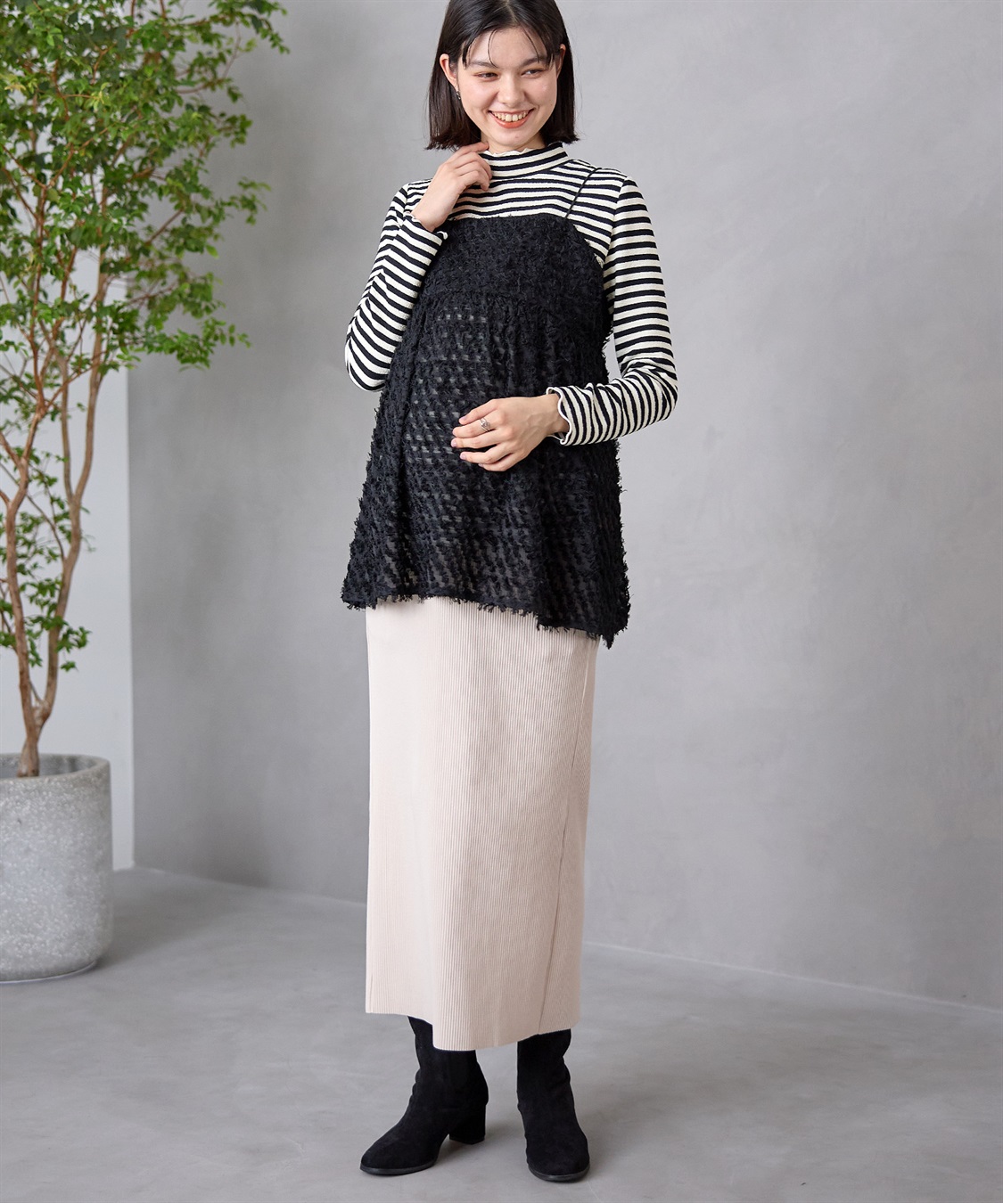 Rosemadame セルフカット リブナロースカート ロング（マタニティ~産後）妊婦服 産前・産後対応_sub_13