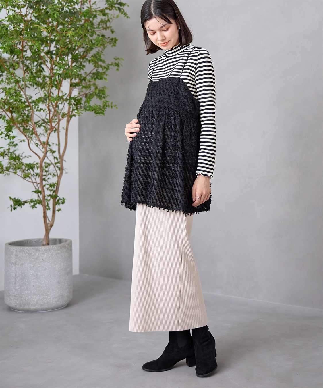 Rosemadame セルフカット リブナロースカート ロング（マタニティ~産後）妊婦服 産前・産後対応_sub_14