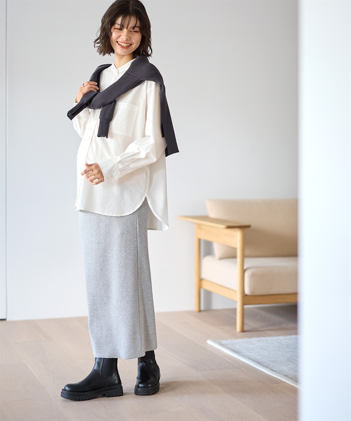 Rosemadame セルフカット リブナロースカート ロング（マタニティ~産後）妊婦服 産前・産後対応_sub_21