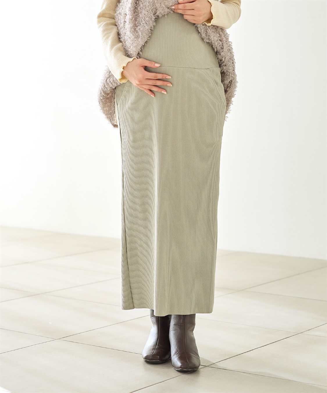 Rosemadame セルフカット リブナロースカート ロング（マタニティ~産後）妊婦服 産前・産後対応_sub_24