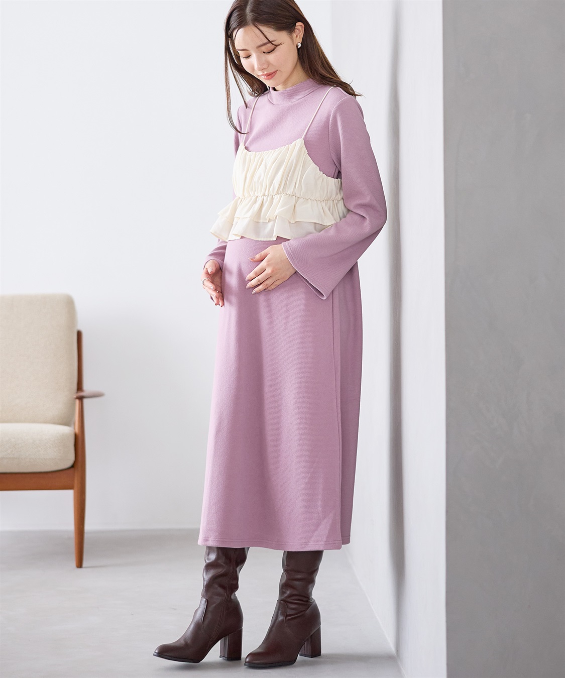 Rosemadame フレアスリーブあったかワンピース＆ビスチェセット_sub_1