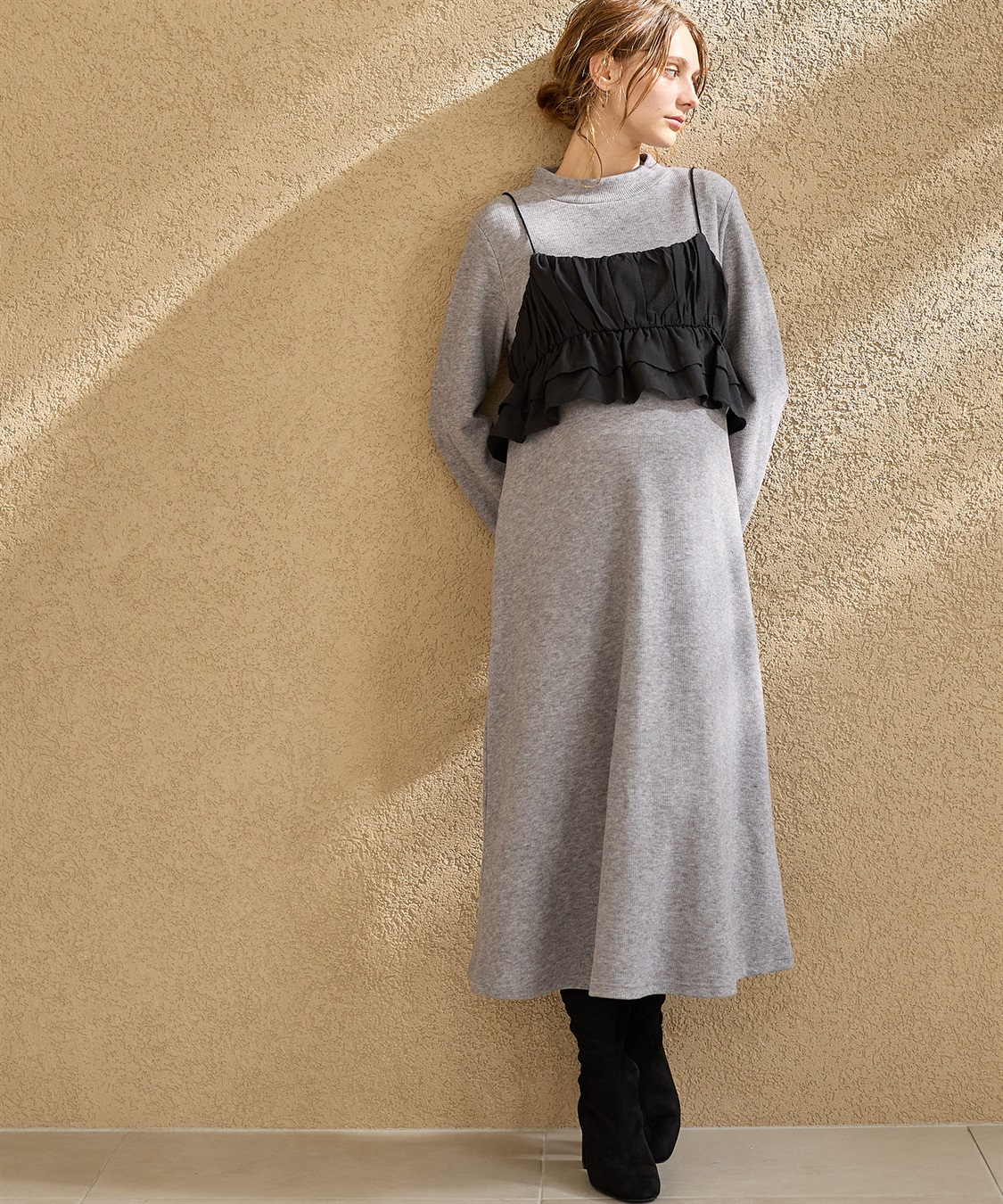 Rosemadame フレアスリーブあったかワンピース＆ビスチェセット_sub_5