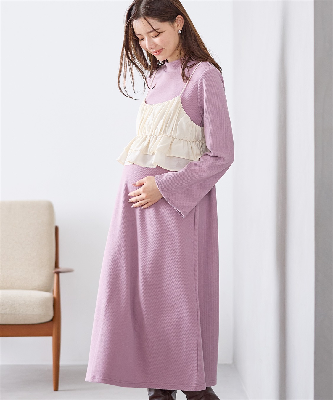 Rosemadame フレアスリーブあったかワンピース＆ビスチェセット_sub_8