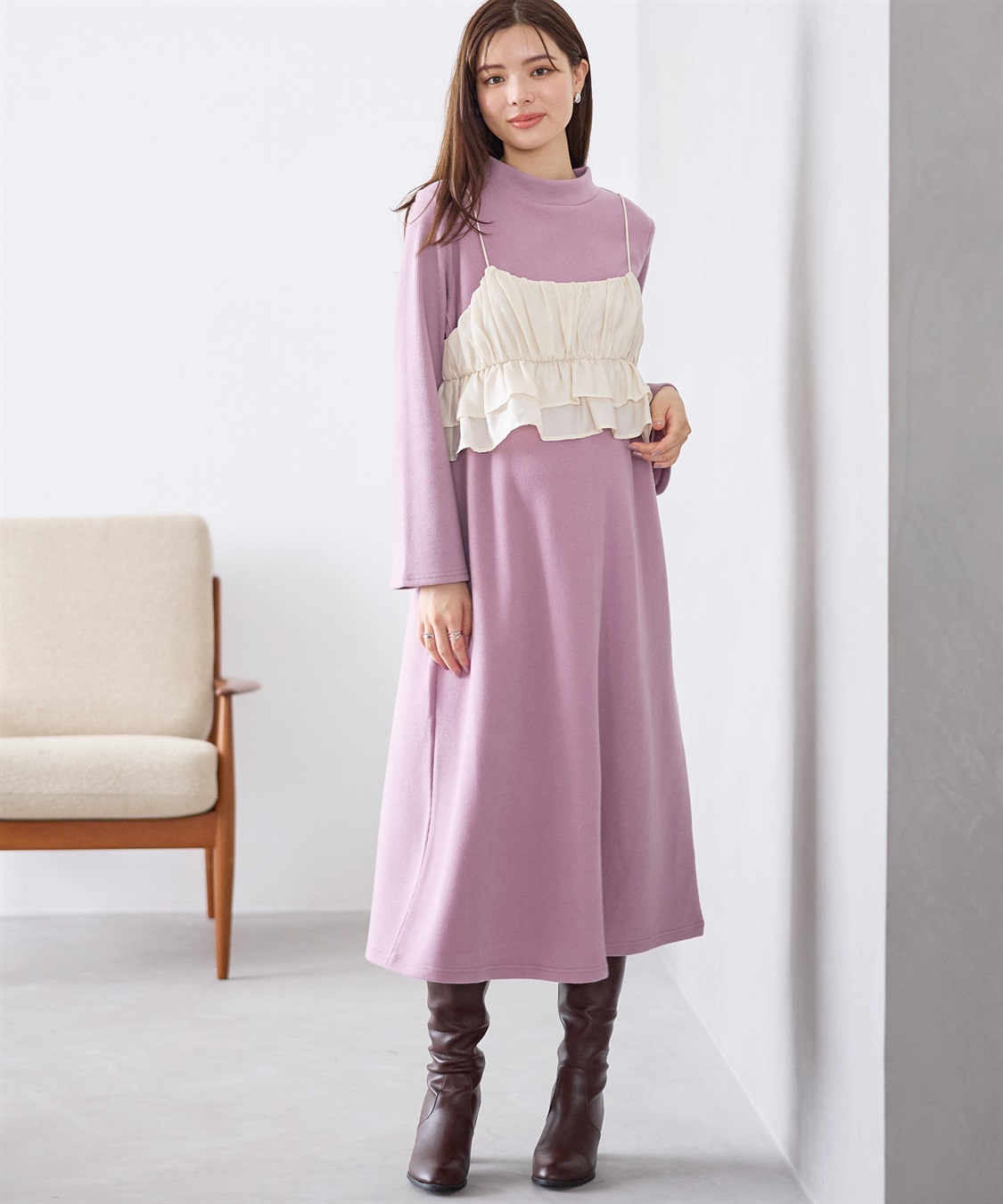 Rosemadame フレアスリーブあったかワンピース＆ビスチェセット_sub_10