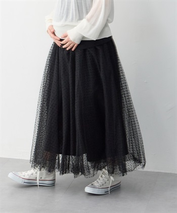 Rosemadame 無地・ドット ボリュームチュール　マタニティスカート（マタニティ/ 妊婦服）産前・産後対応_subthumb_1
