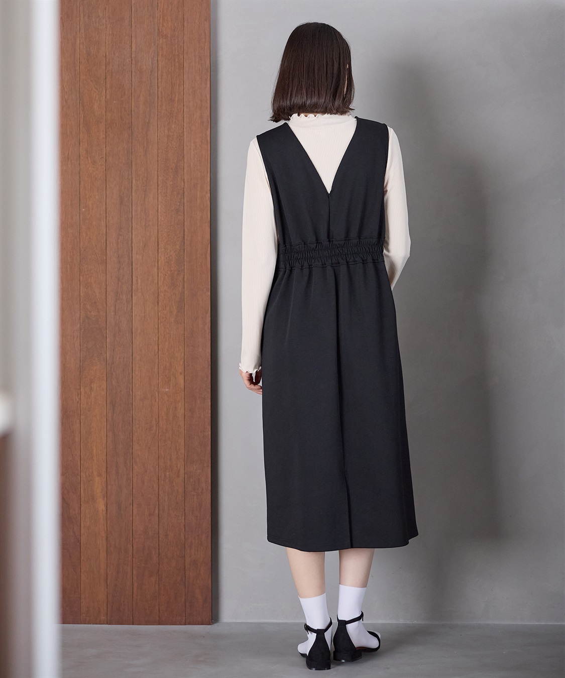 Rosemadame 【セットアイテム】Vネックダンボールワンピース×メロウフリルプチハイネックカットソー ジャンパースカートドレス アンサンブル(マタニティ/授乳服）授乳口付き 授乳楽々 妊婦服 産前・産後対応_sub_25