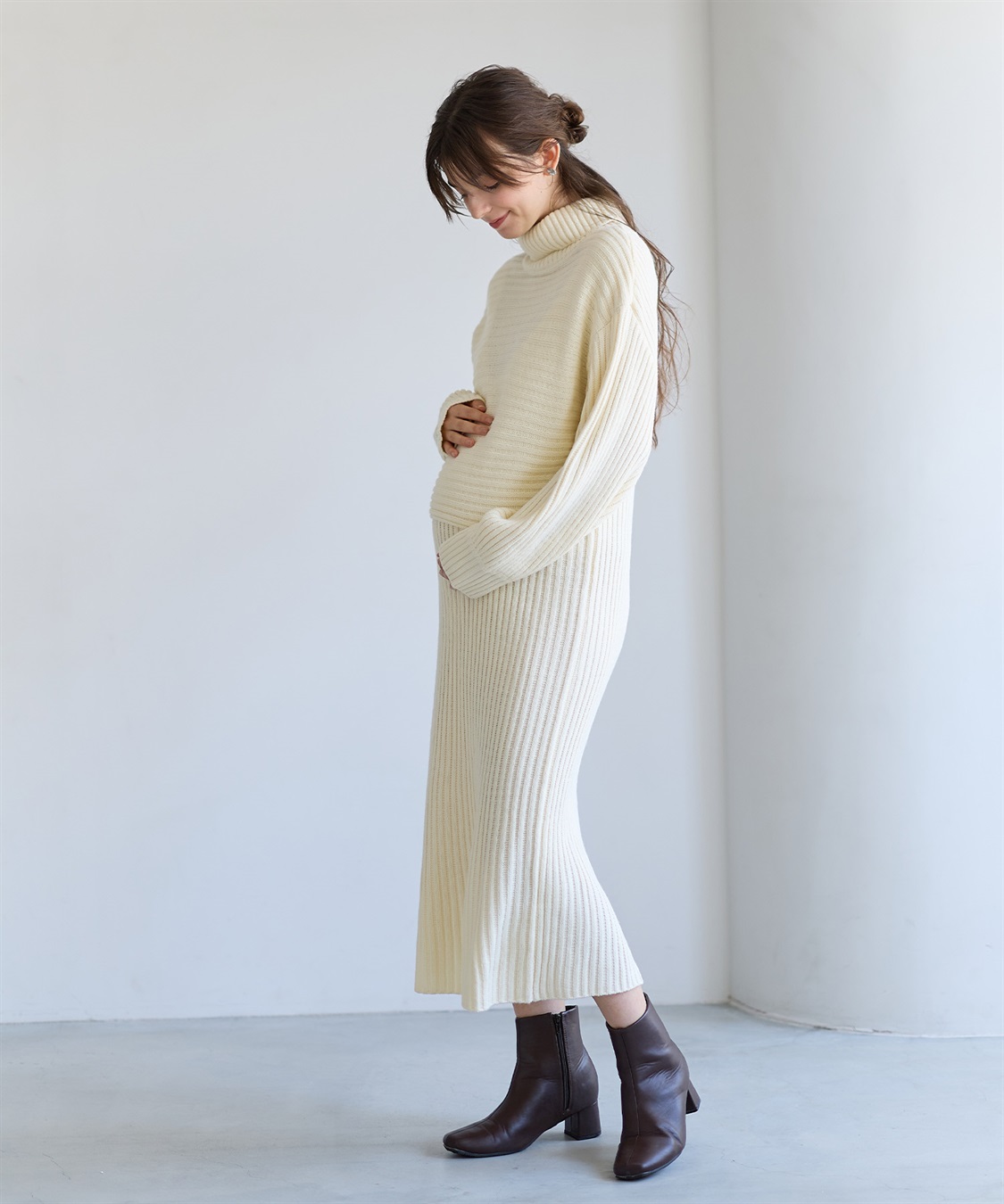 Rosemadame リブ切替ニットワンピース（マタニティ/授乳服）授乳楽々 妊婦服 産前・産後対応_sub_5