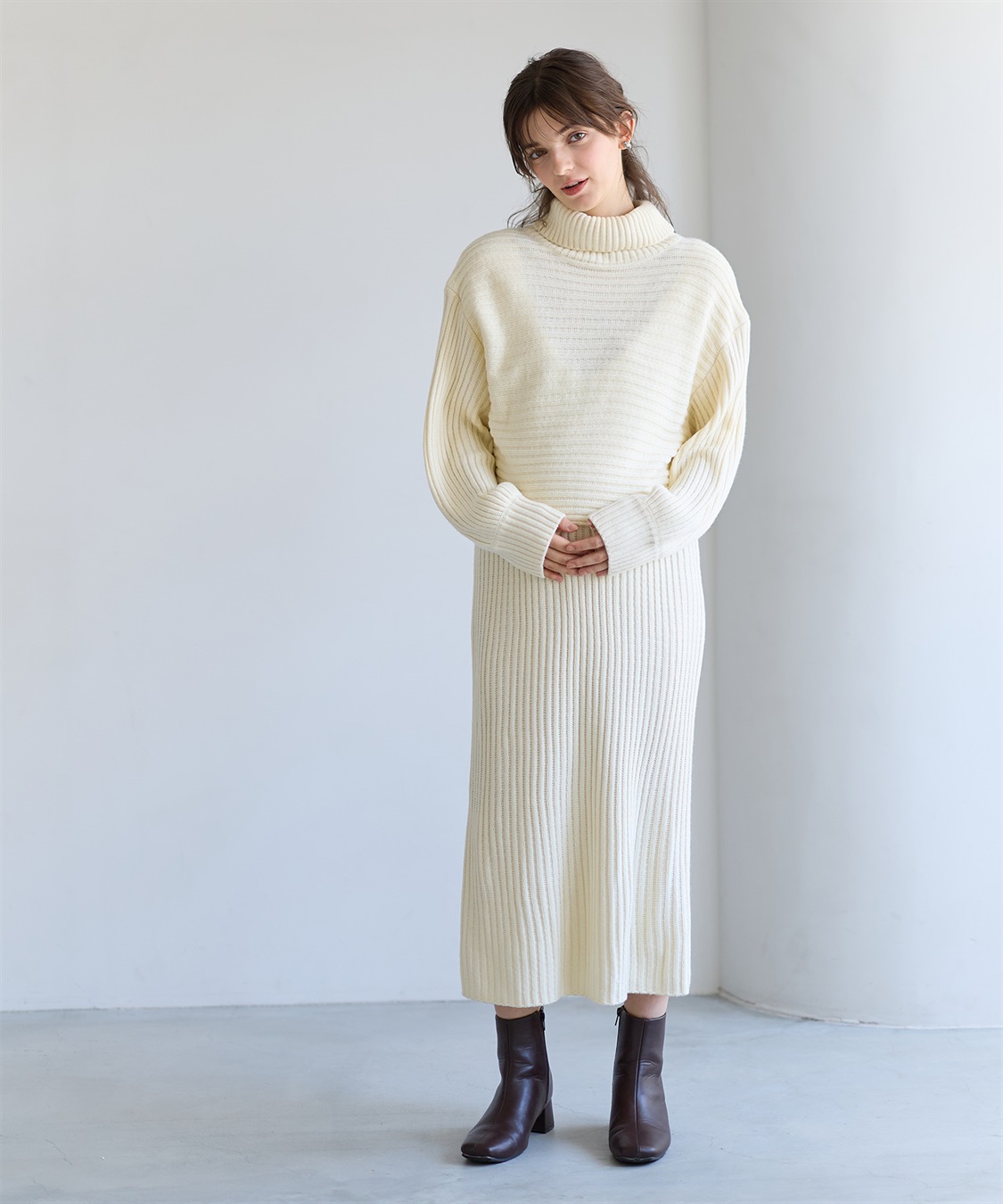 Rosemadame リブ切替ニットワンピース（マタニティ/授乳服）授乳楽々 妊婦服 産前・産後対応_sub_6