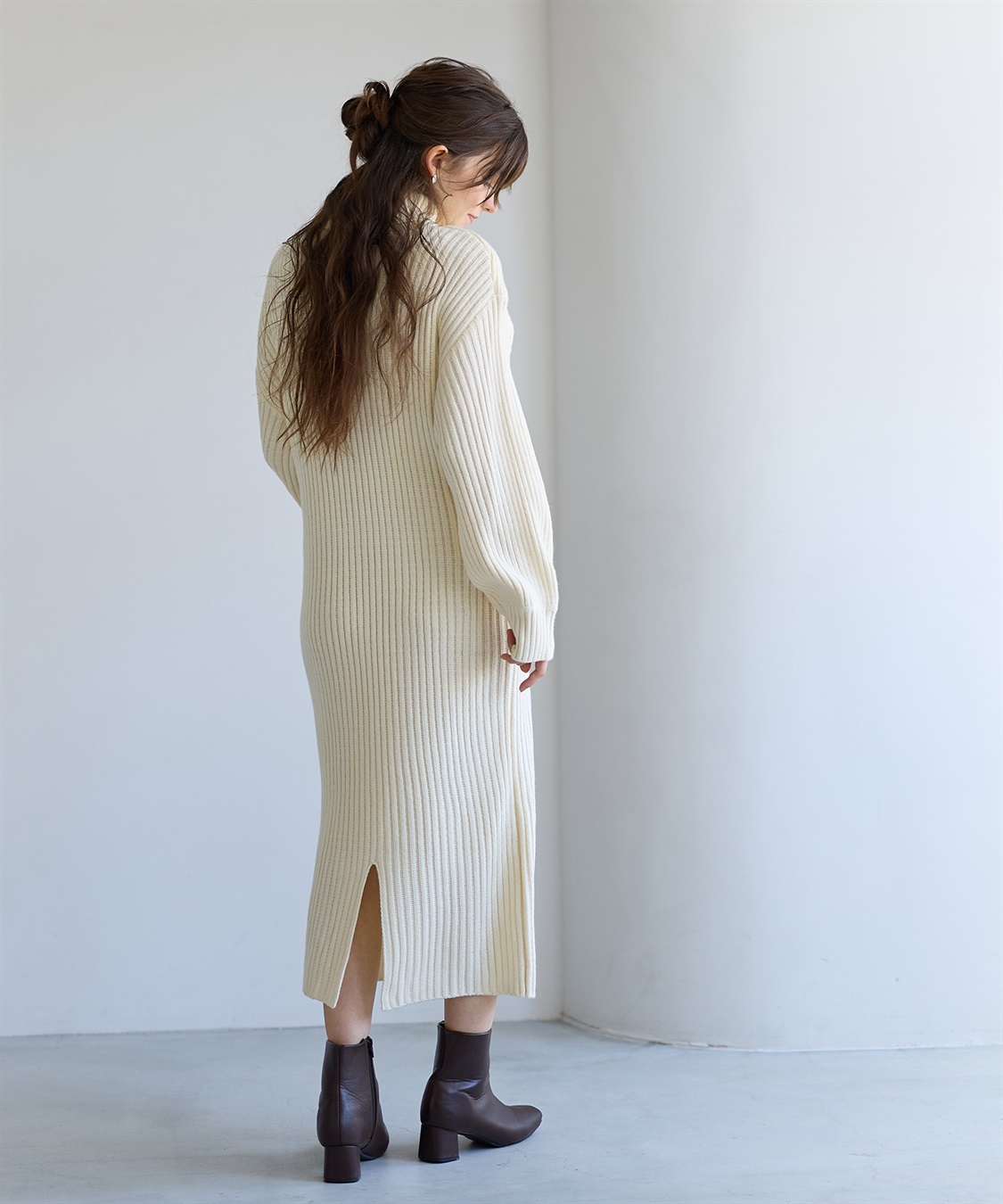 Rosemadame リブ切替ニットワンピース（マタニティ/授乳服）授乳楽々 妊婦服 産前・産後対応_sub_7