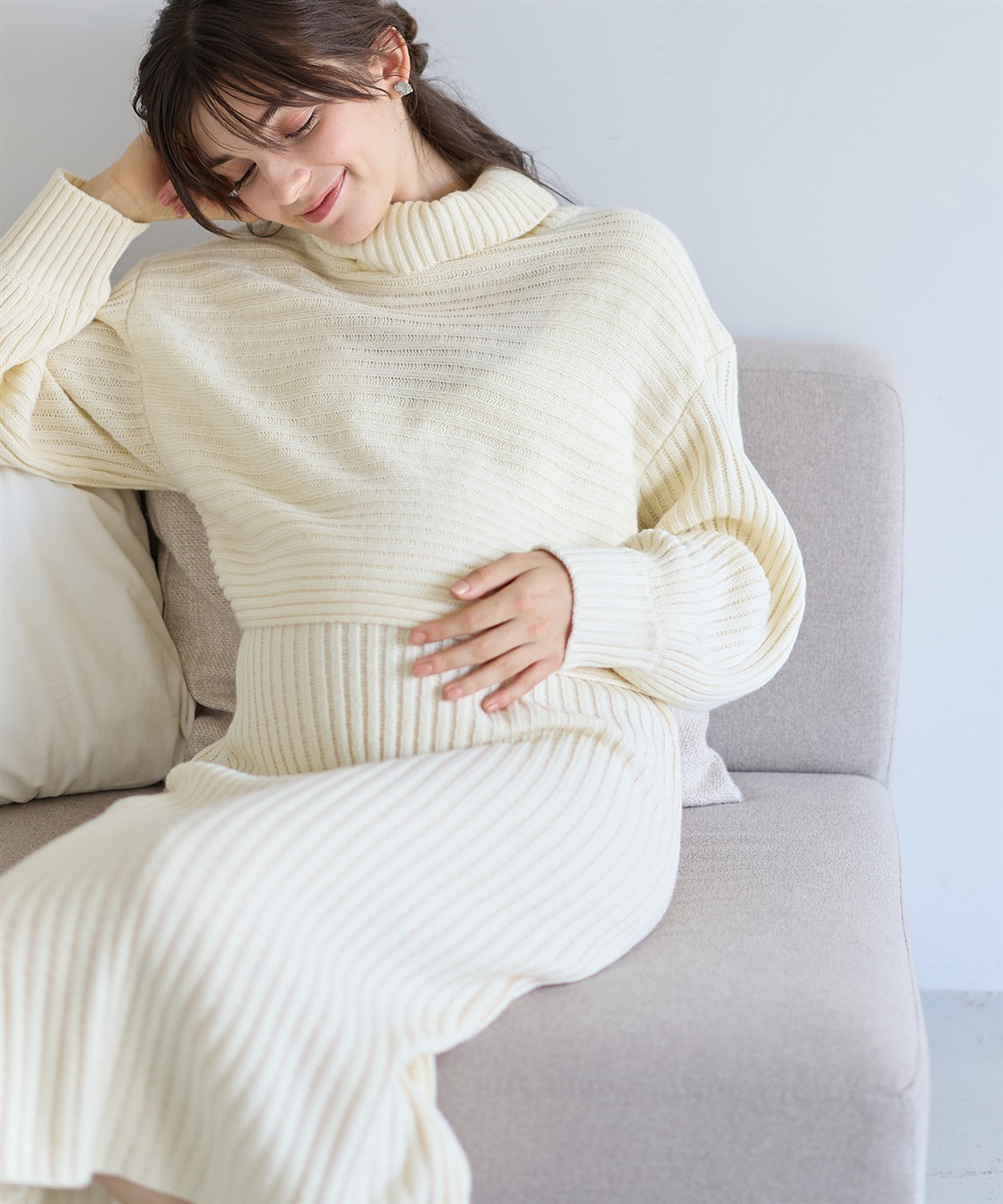 Rosemadame リブ切替ニットワンピース（マタニティ/授乳服）授乳楽々 妊婦服 産前・産後対応_sub_8