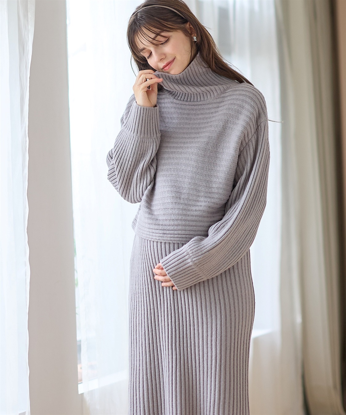 Rosemadame リブ切替ニットワンピース（マタニティ/授乳服）授乳楽々 妊婦服 産前・産後対応_sub_9