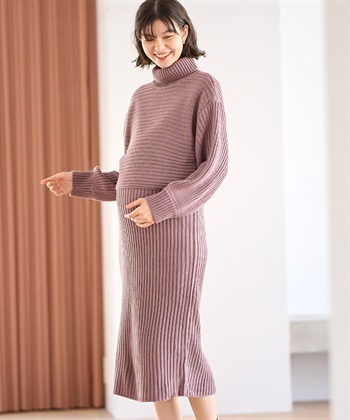 Rosemadame リブ切替ニットワンピース（マタニティ/授乳服）授乳楽々 妊婦服 産前・産後対応_subthumb_10