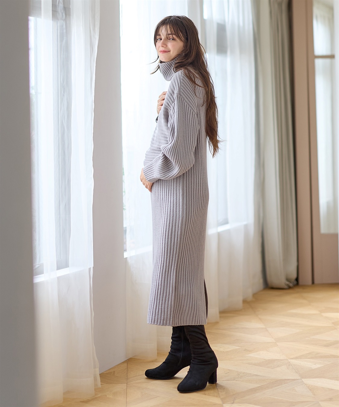 Rosemadame リブ切替ニットワンピース（マタニティ/授乳服）授乳楽々 妊婦服 産前・産後対応_sub_11