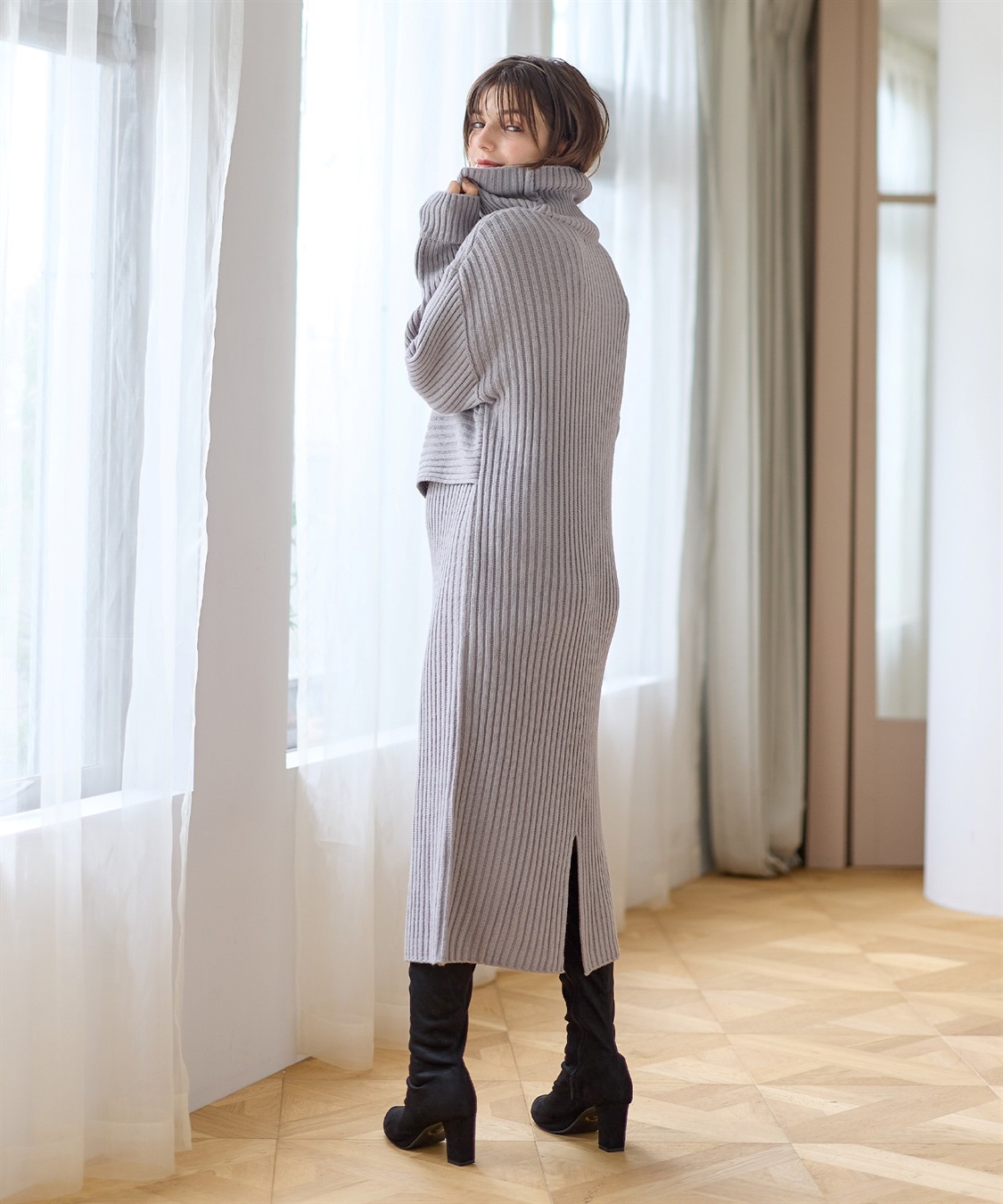 Rosemadame リブ切替ニットワンピース（マタニティ/授乳服）授乳楽々 妊婦服 産前・産後対応_sub_12