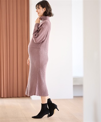 Rosemadame リブ切替ニットワンピース（マタニティ/授乳服）授乳楽々 妊婦服 産前・産後対応_subthumb_12