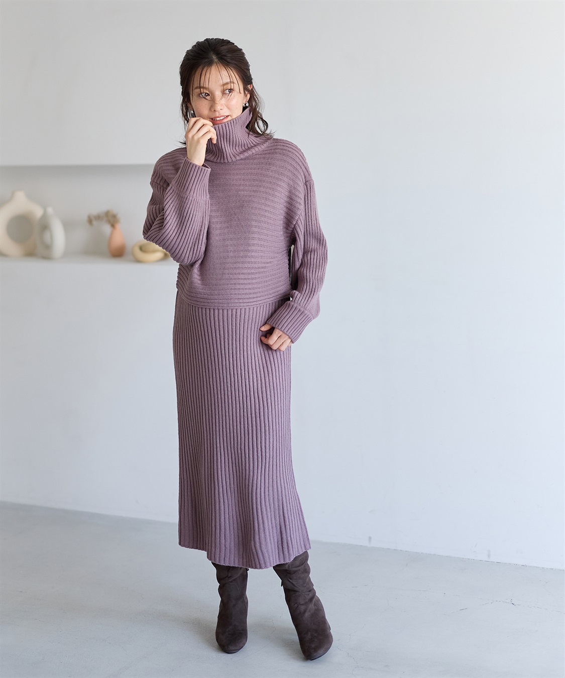 Rosemadame リブ切替ニットワンピース（マタニティ/授乳服）授乳楽々 妊婦服 産前・産後対応_sub_13