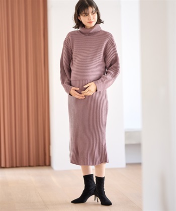 Rosemadame リブ切替ニットワンピース（マタニティ/授乳服）授乳楽々 妊婦服 産前・産後対応_subthumb_13