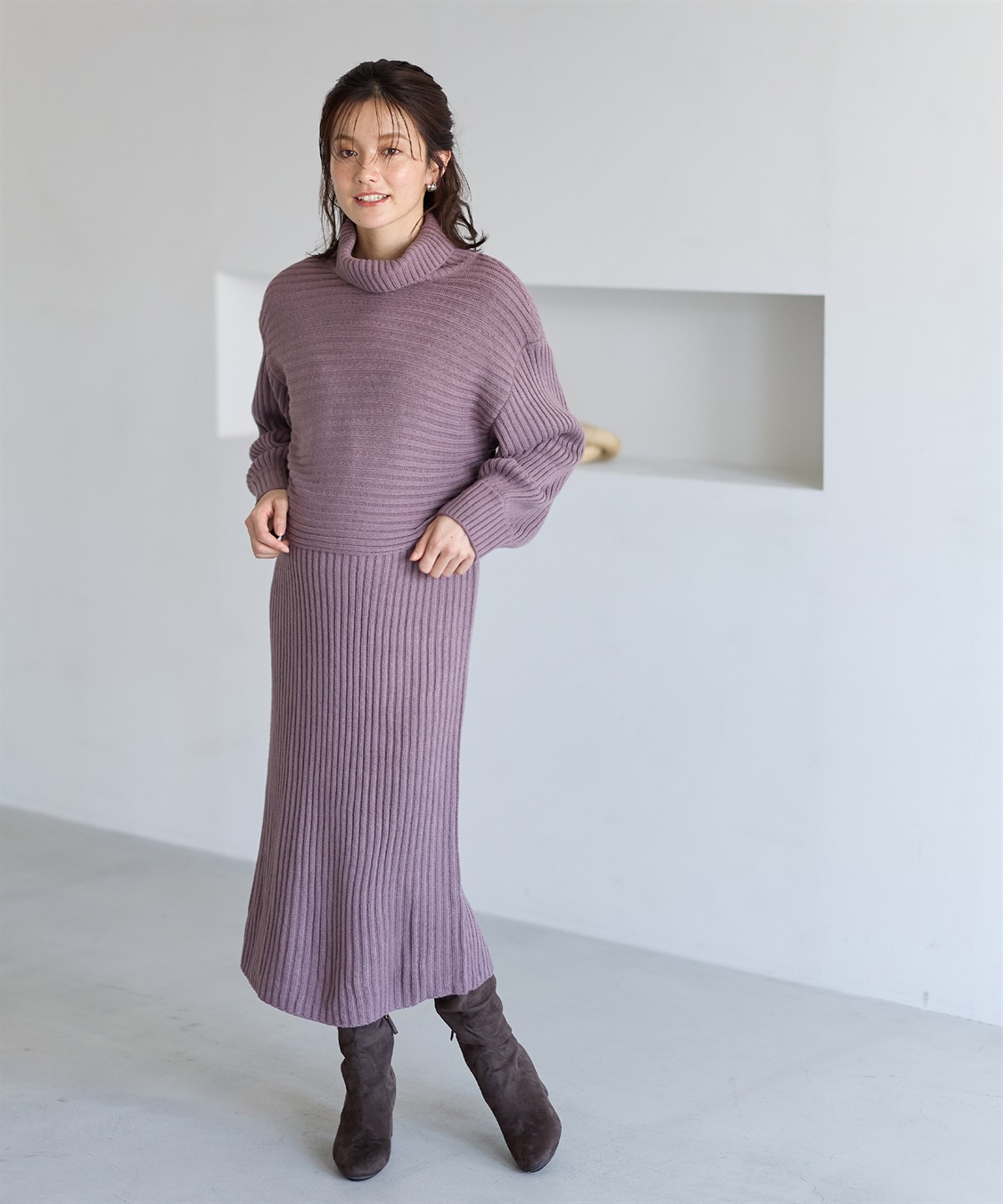 Rosemadame リブ切替ニットワンピース（マタニティ/授乳服）授乳楽々 妊婦服 産前・産後対応_sub_14