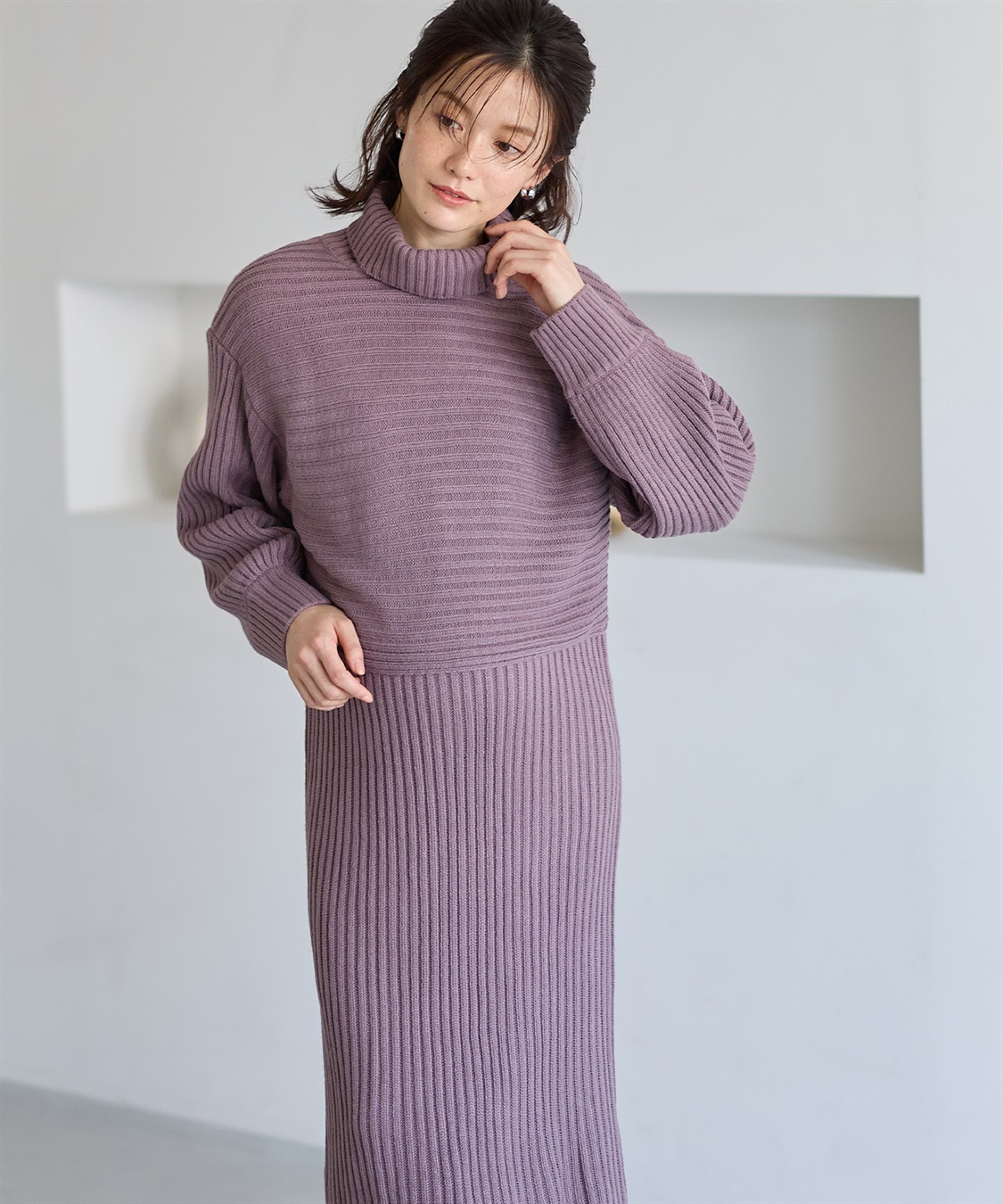 Rosemadame リブ切替ニットワンピース（マタニティ/授乳服）授乳楽々 妊婦服 産前・産後対応_sub_15