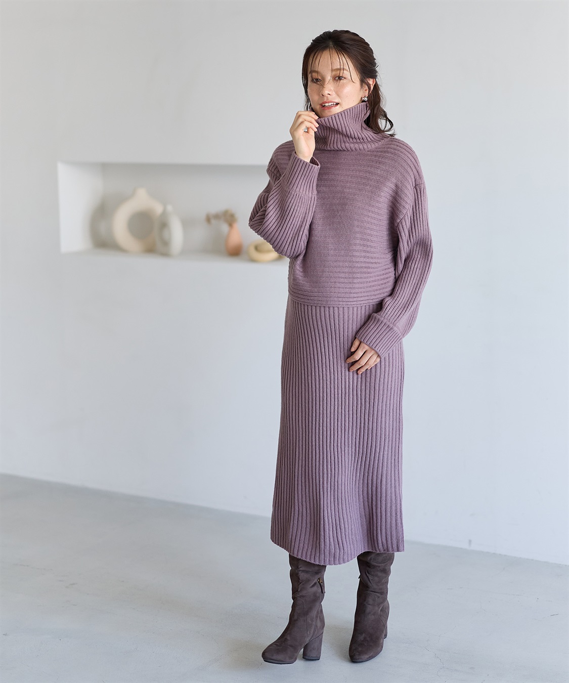 Rosemadame リブ切替ニットワンピース（マタニティ/授乳服）授乳楽々 妊婦服 産前・産後対応_sub_17