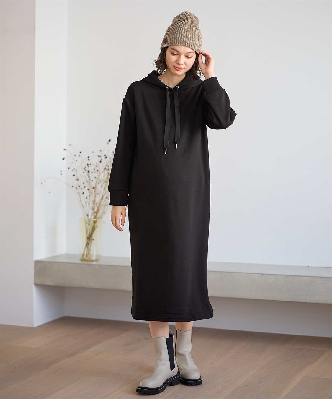 Rosemadame 裏シャギーふわもちボンディングパーカーワンピース（マタニティ/授乳服）授乳楽々 妊婦服 産前・産後対応_sub_3