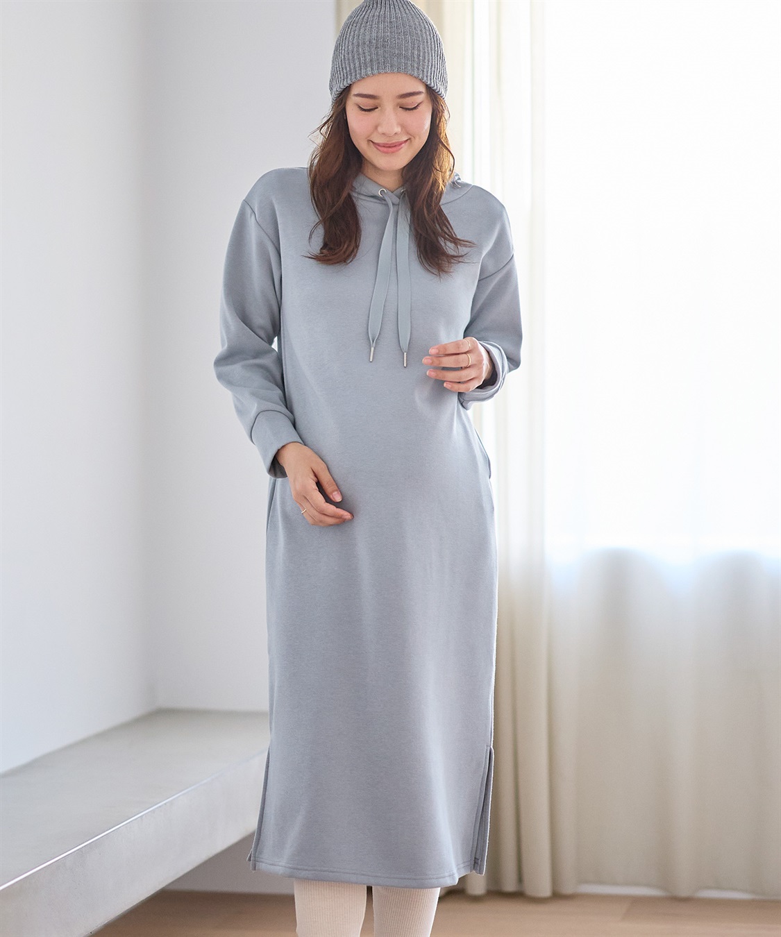 Rosemadame 裏シャギーふわもちボンディングパーカーワンピース（マタニティ/授乳服）授乳楽々 妊婦服 産前・産後対応_sub_12