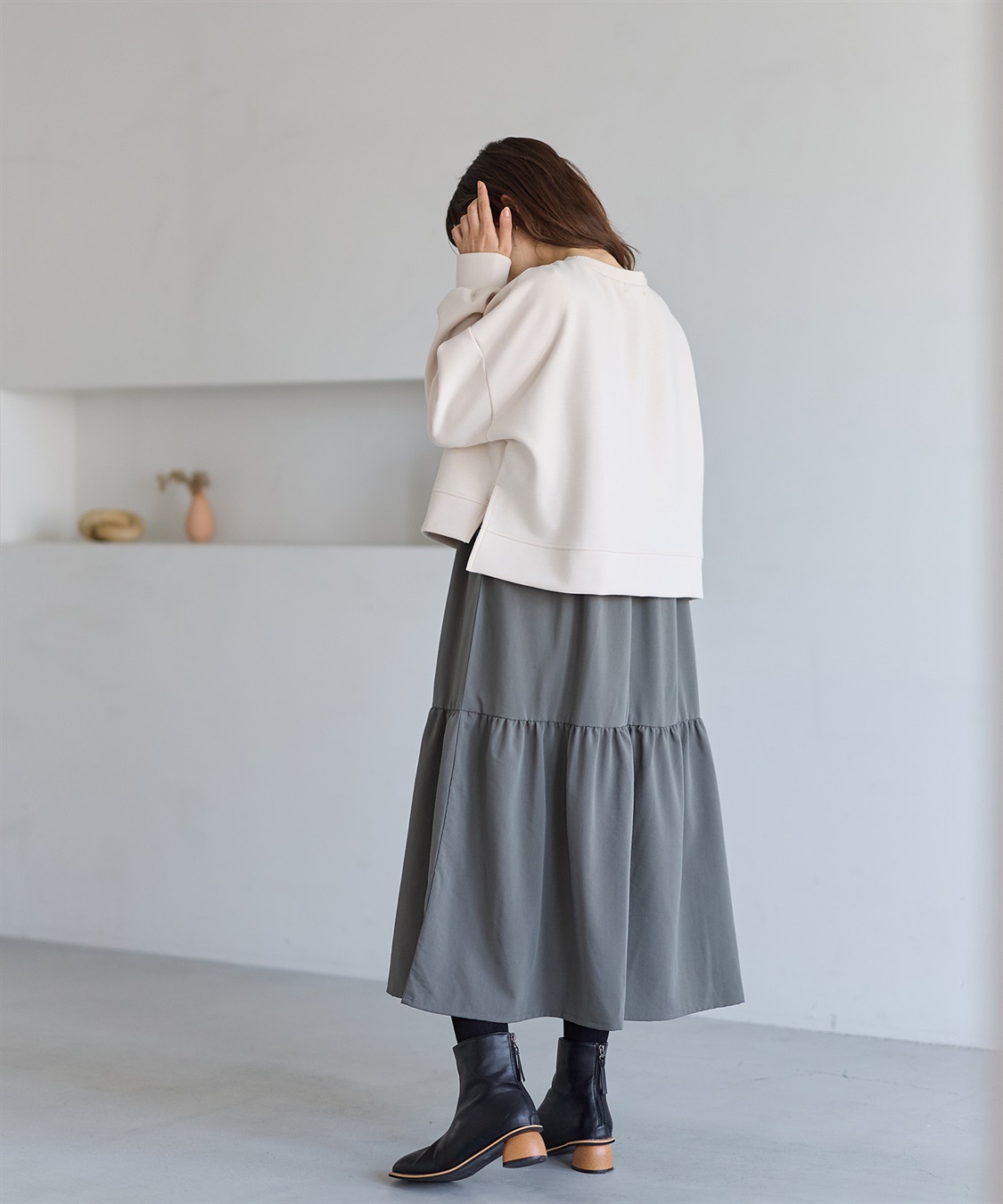 Rosemadame ダンボールプルオーバー×ティアードスカートドッキングワンピース(マタニティ&授乳服）授乳口付き 授乳楽々 妊婦服 産前・産後対応_sub_12