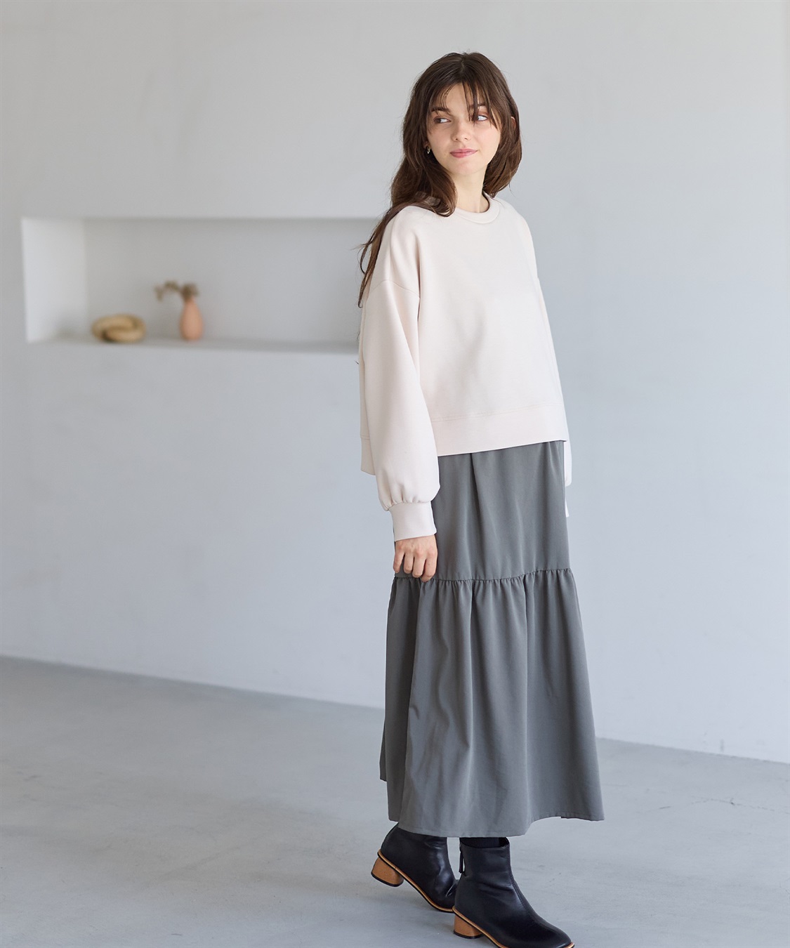 Rosemadame ダンボールプルオーバー×ティアードスカートドッキングワンピース(マタニティ&授乳服）授乳口付き 授乳楽々 妊婦服 産前・産後対応_sub_13