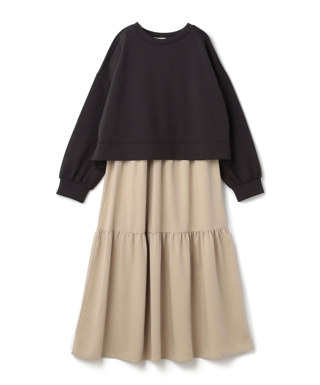 Rosemadame ダンボールプルオーバー×ティアードスカートドッキングワンピース(マタニティ&授乳服）授乳口付き 授乳楽々 妊婦服 産前・産後対応_sub_16