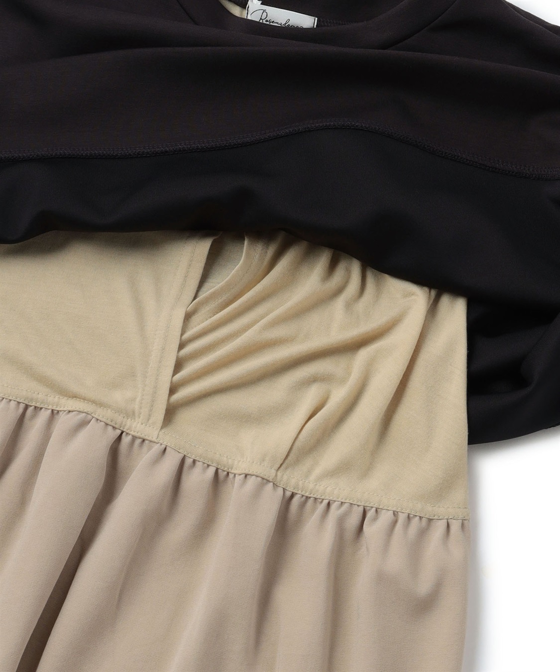 Rosemadame ダンボールプルオーバー×ティアードスカートドッキングワンピース(マタニティ&授乳服）授乳口付き 授乳楽々 妊婦服 産前・産後対応_sub_21