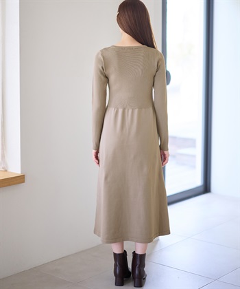 Rosemadame リングドットリブニットフレアワンピース(マタニティ&授乳服）授乳口付き 授乳楽々 妊婦服 産前・産後対応_subthumb_4