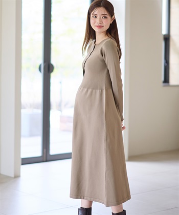 Rosemadame リングドットリブニットフレアワンピース(マタニティ&授乳服）授乳口付き 授乳楽々 妊婦服 産前・産後対応_subthumb_7