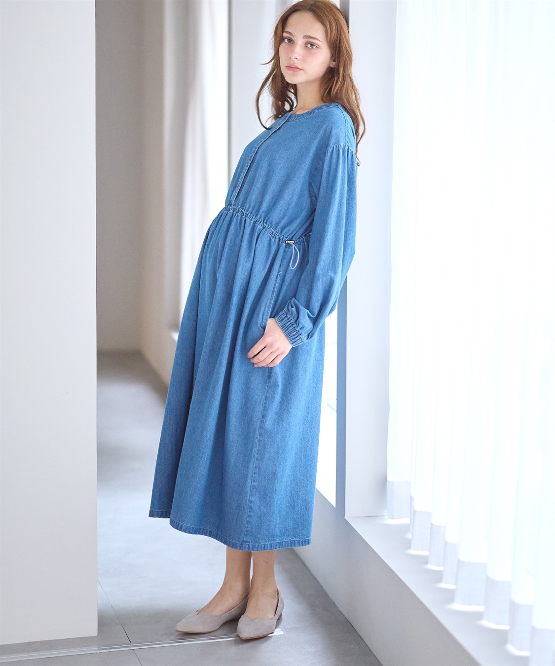 Rosemadame デニム・ナイロンドローコードワンピ_sub_6