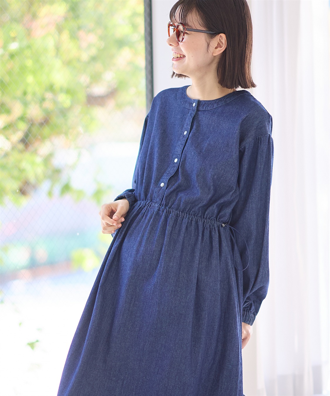 Rosemadame デニム・ナイロンドローコードワンピ_sub_12