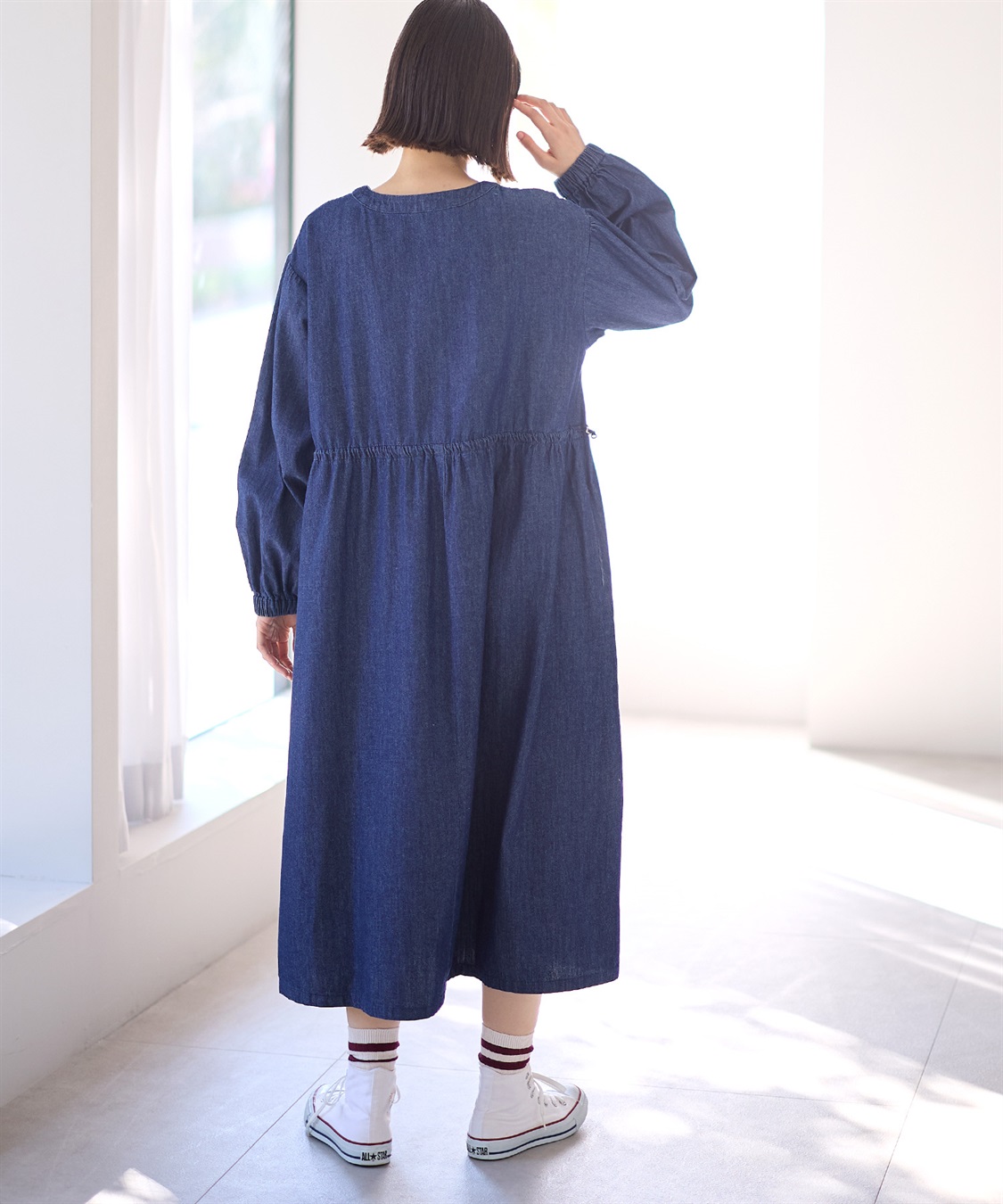 Rosemadame デニム・ナイロンドローコードワンピ_sub_14