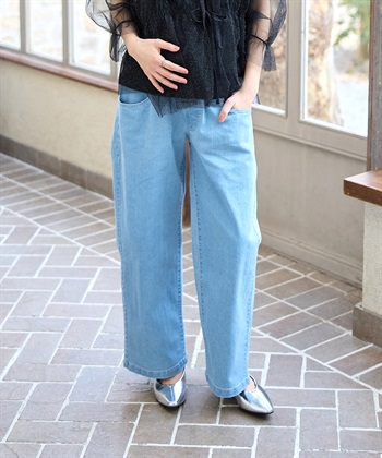 Rosemadame 8.5ozデニムワイドストレート　マタニティパンツ（マタニティ/ 妊婦服）産前・産後対応_subthumb_2
