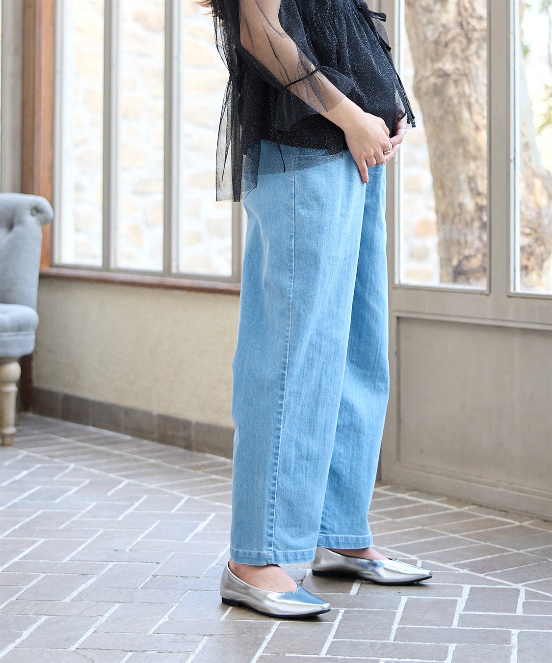 Rosemadame 8.5ozデニムワイドストレート　マタニティパンツ（マタニティ/ 妊婦服）産前・産後対応_sub_3