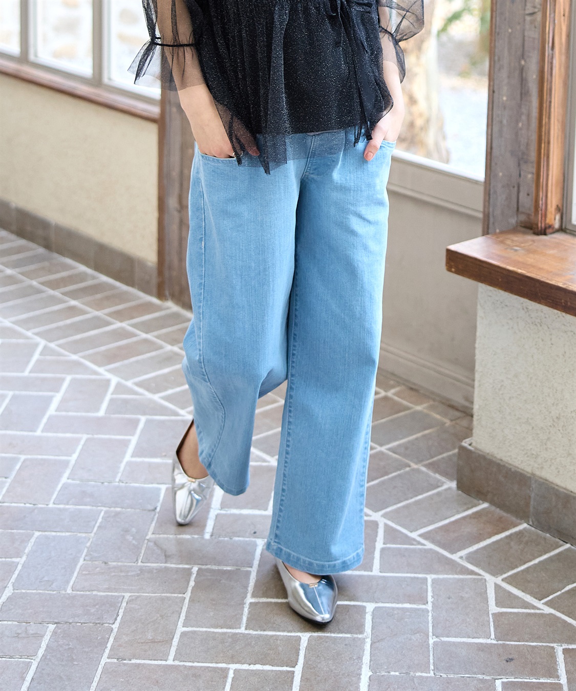 Rosemadame 8.5ozデニムワイドストレート　マタニティパンツ（マタニティ/ 妊婦服）産前・産後対応_sub_4