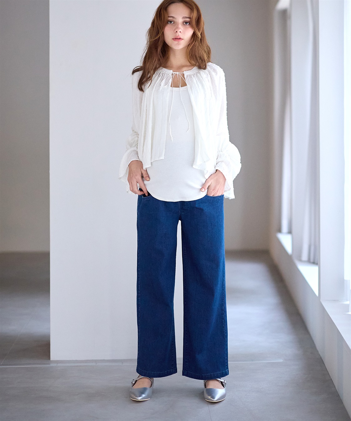 Rosemadame 8.5ozデニムワイドストレート　マタニティパンツ（マタニティ/ 妊婦服）産前・産後対応_sub_11