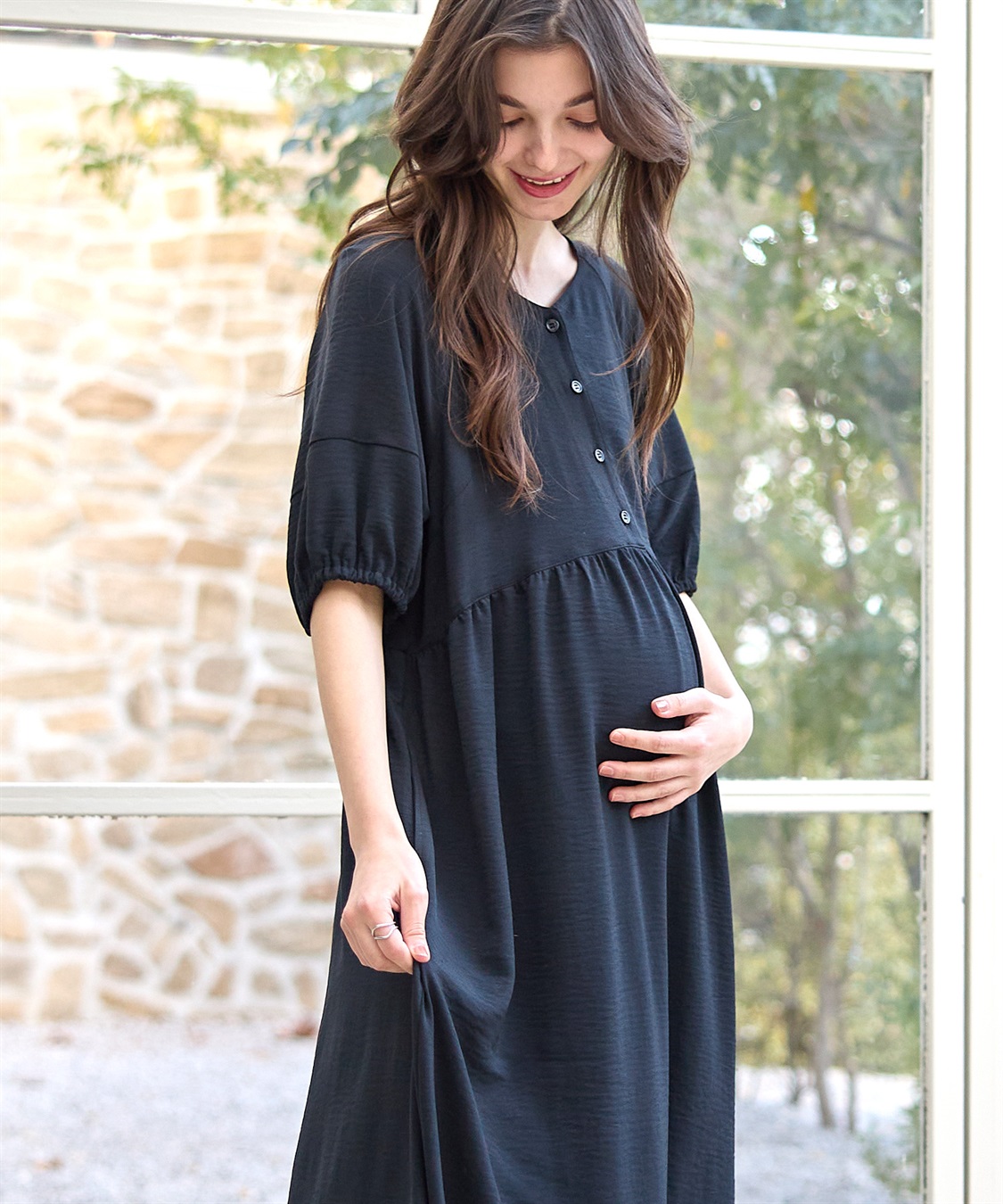 Rosemadame 接触冷感麻調合繊袖ボリュームワンピ_sub_3