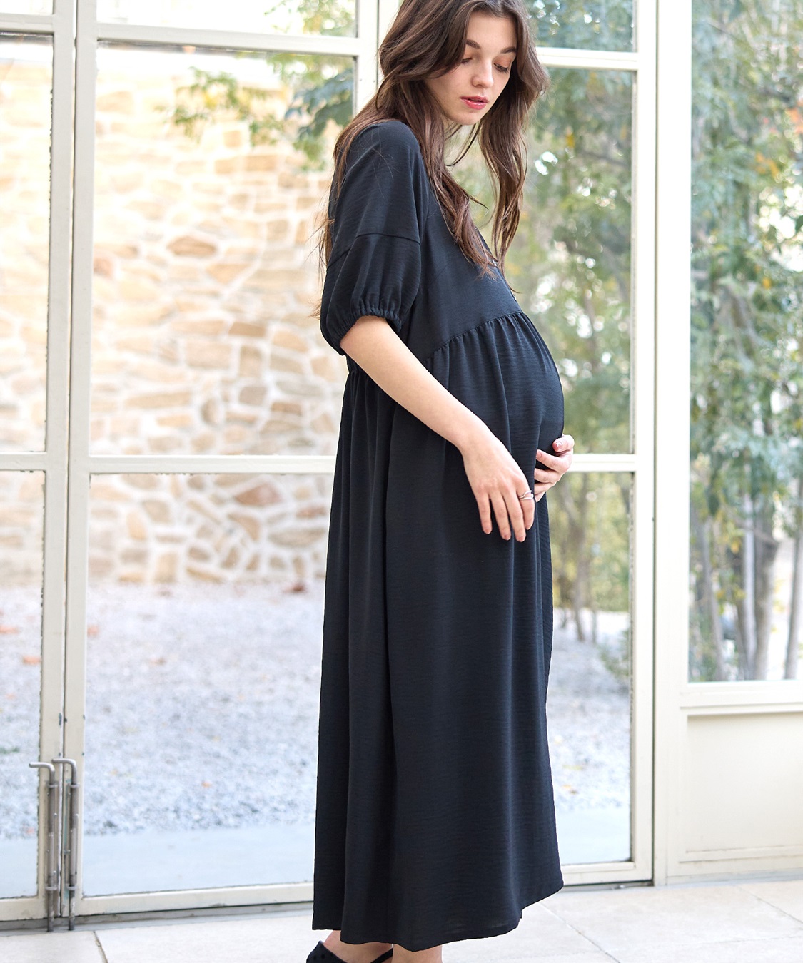 Rosemadame 接触冷感麻調合繊袖ボリュームワンピ_sub_5