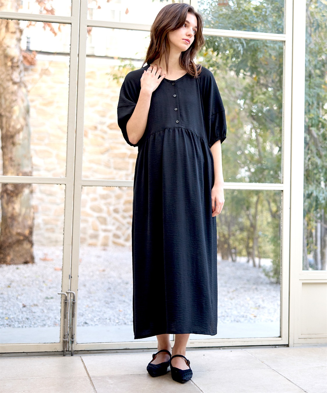 Rosemadame 接触冷感麻調合繊袖ボリュームワンピ_sub_6